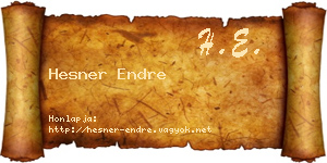 Hesner Endre névjegykártya